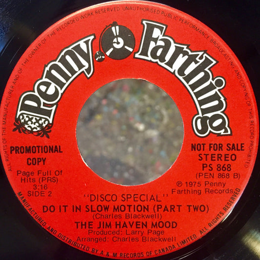 Jim Haven And Friend : Do It In Slow Motion (7", Promo)