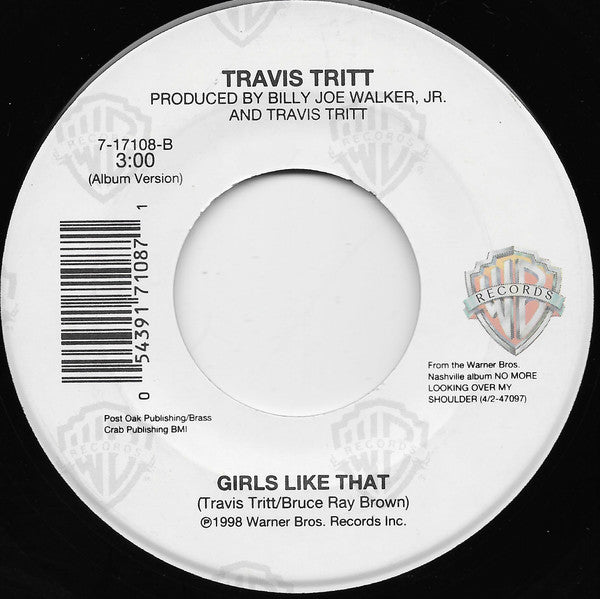 Travis Tritt : No More Looking Over My Shoulder (7")
