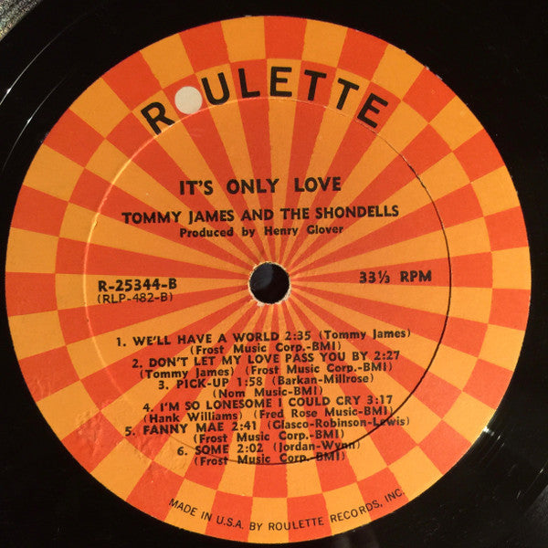 Tommy James & The Shondells : It's Only Love (LP, Album, Mono)