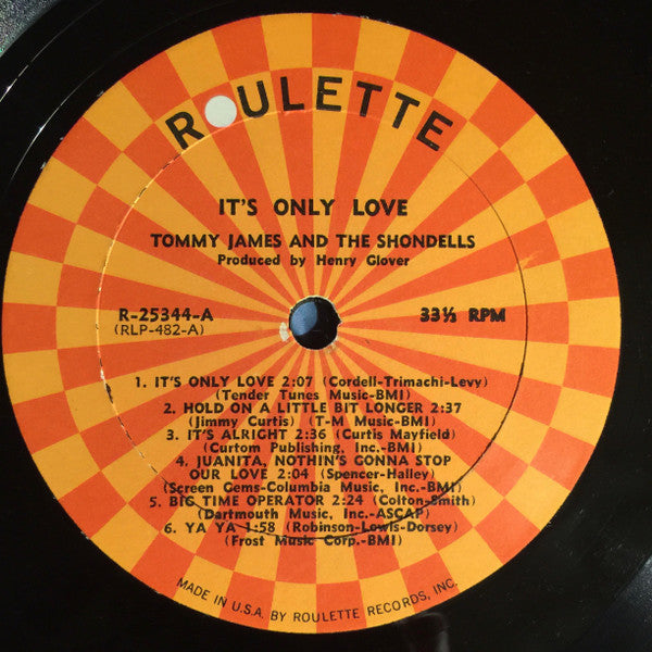 Tommy James & The Shondells : It's Only Love (LP, Album, Mono)