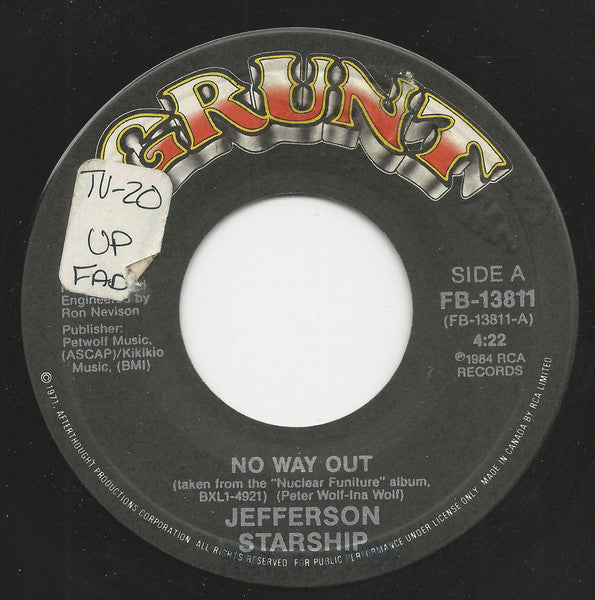 Jefferson Starship : No Way Out (7")
