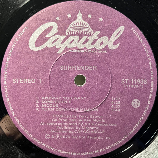 Surrender (3) : Surrender (LP, Album)
