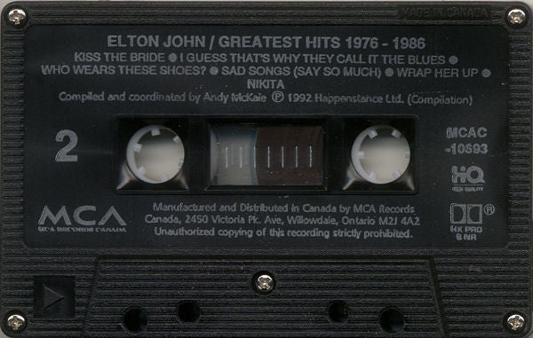 Elton John : Greatest Hits 1976-1986 (Cass, Comp, Dol)