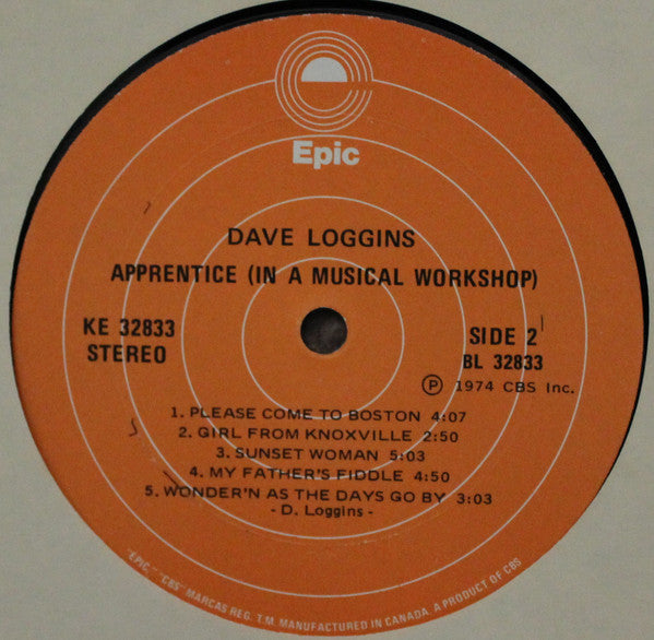 Dave Loggins : Apprentice (In A Musical Workshop) (LP, Album)