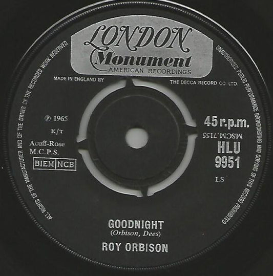 Roy Orbison : Goodnight (7", Single)