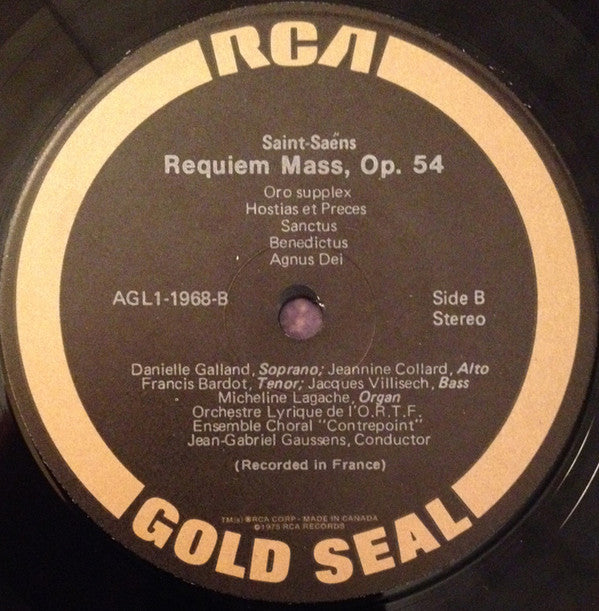 Camille Saint-Saëns, Jean-Gabriel Gaussens, Orchestre Lyrique De L'ORTF : Requiem Mass, Op. 54 (LP)