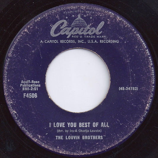 The Louvin Brothers : I Love You Best Of All / Scared Of The Blues (7", Single)