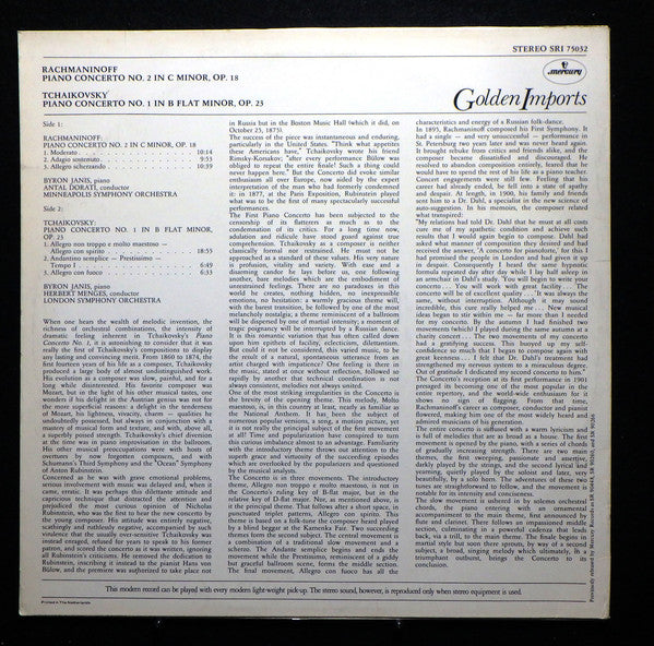 Rachmaninoff* / Tchaikovsky* - Byron Janis : Piano Concerto No. 2 / Piano Concerto No. 1 (LP, Comp, RE, RM)