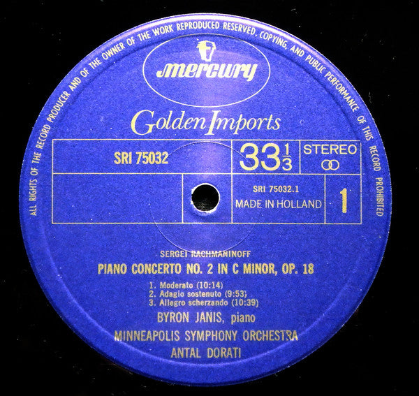 Rachmaninoff* / Tchaikovsky* - Byron Janis : Piano Concerto No. 2 / Piano Concerto No. 1 (LP, Comp, RE, RM)