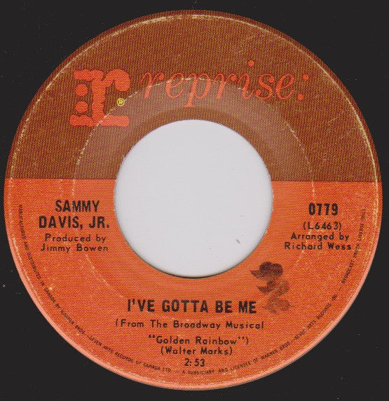 Sammy Davis Jr. : I've Gotta Be Me (7", Single)