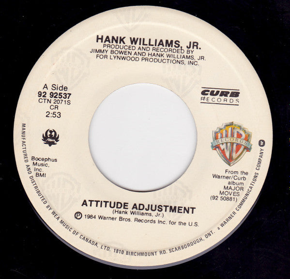 Hank Williams, Jr.* : Attitude Adjustment / Knoxville Courthouse Blues (7", Single)