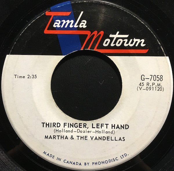 Martha & The Vandellas* : Jimmy Mack / Third Finger, Left Hand (7", Single)
