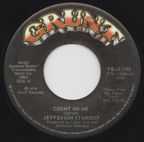 Jefferson Starship : Count On Me (7", Single)