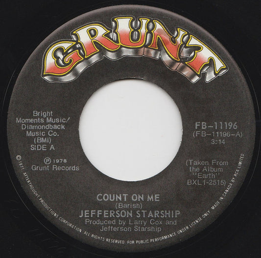 Jefferson Starship : Count On Me (7", Single)