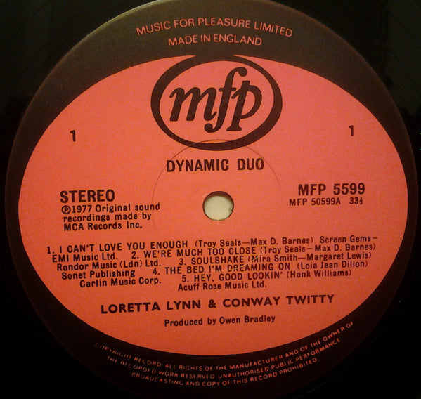 Conway Twitty & Loretta Lynn : Dynamic Duo (LP, RE)