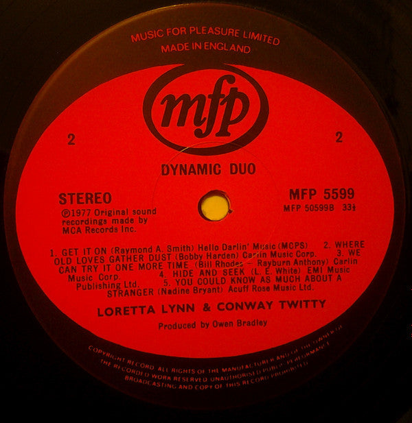 Conway Twitty & Loretta Lynn : Dynamic Duo (LP, RE)