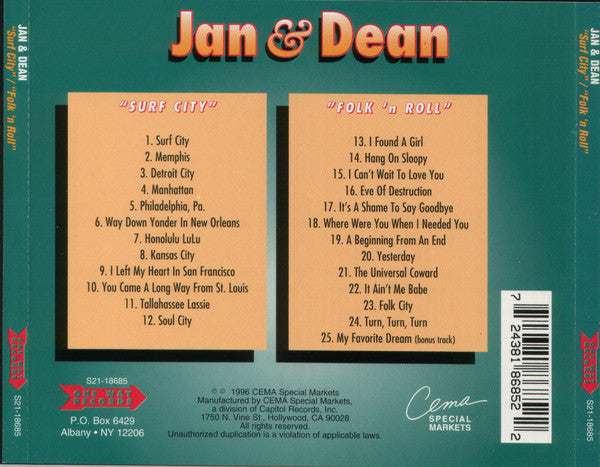 Jan & Dean : Surf City / Folk 'n Roll (CD, Album, Comp, RM)