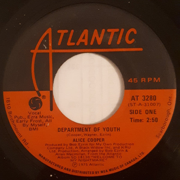 Alice Cooper (2) : Department Of Youth (7", Single)