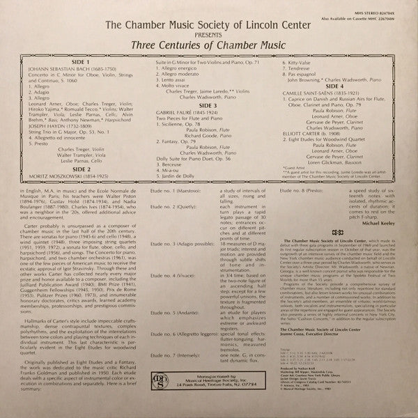 The Chamber Music Society of Lincoln Center, Charles Wadsworth : Three Centuries of Chamber Music (2xLP, Gat)