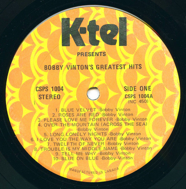 Bobby Vinton : K-Tel Presents Bobby Vinton's 20 Greatest Hits (LP, Comp)