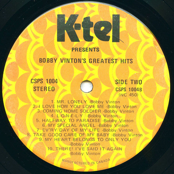 Bobby Vinton : K-Tel Presents Bobby Vinton's 20 Greatest Hits (LP, Comp)