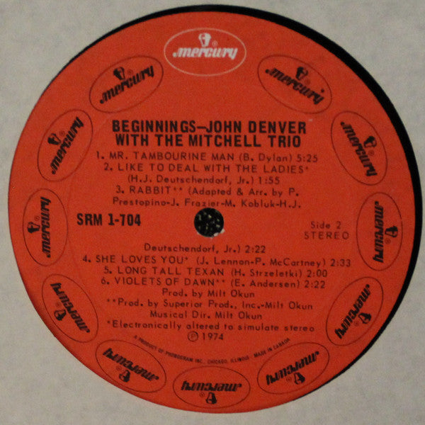 John Denver With The Mitchell Trio : Beginnings (LP, Comp)