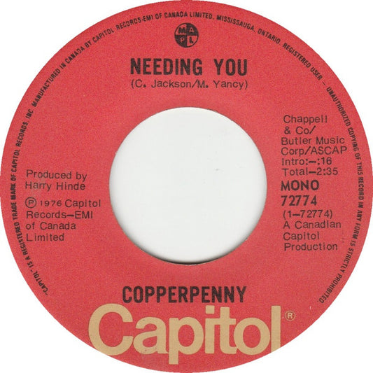 Copperpenny : Needing You / I Love You (7", Single, Mono)