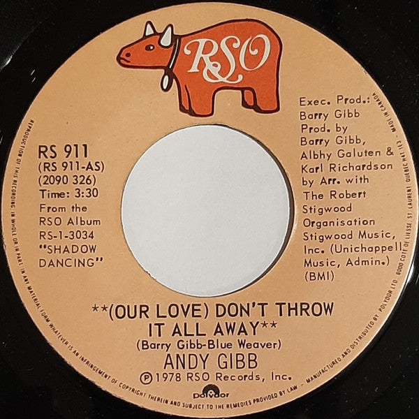 Andy Gibb : (Our Love) Don't Throw It All Away / One More Look At The Night (7", Single)