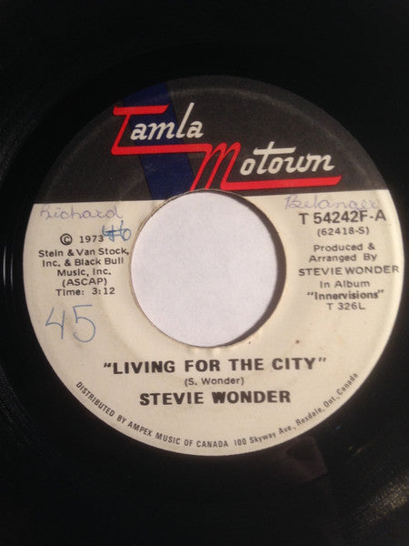 Stevie Wonder : Living For The City (7", Single)