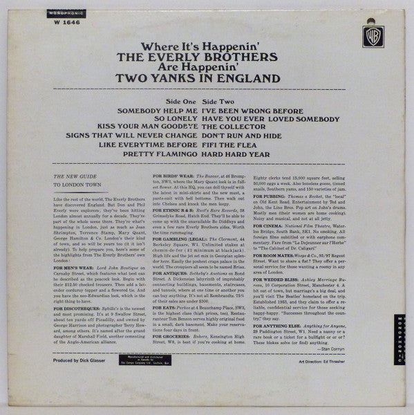 Everly Brothers : Two Yanks In England (LP, Album, Mono)