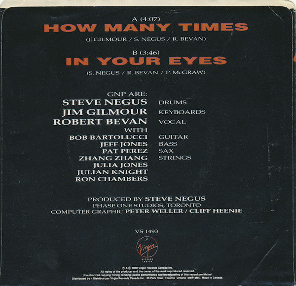 GNP (4) : How Many Times / In Your Eyes (7", Single)