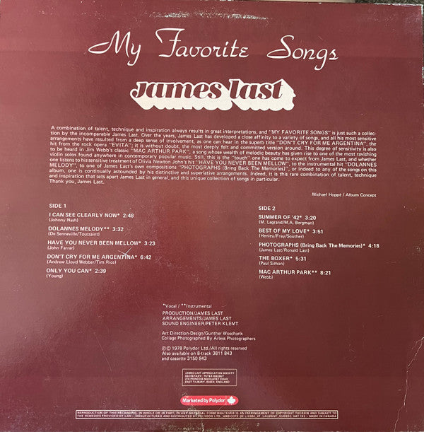 James Last : My Favorite Songs (LP, Comp)