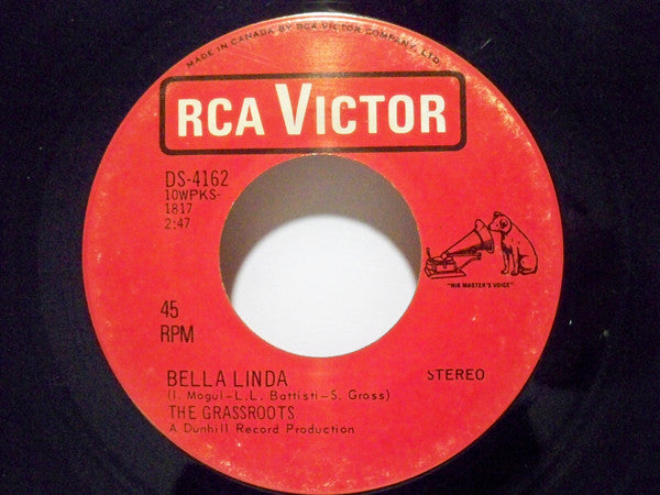 The Grass Roots : Bella Linda / Hot Bright Lights (7", Single, M/Print)