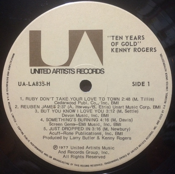 Kenny Rogers : Ten Years Of Gold (LP, Comp)