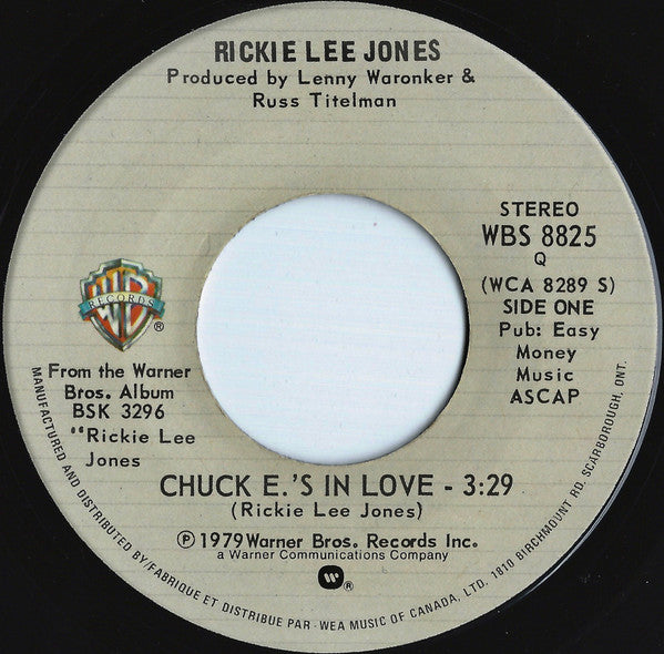 Rickie Lee Jones : Chuck E.'s In Love (7", Single)