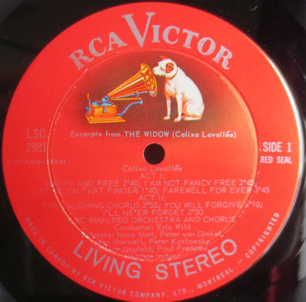 Calixa Lavallée, CBC Winnipeg Chorus And Orchestra : Excerpts From The Widow (La Veuve) (LP)