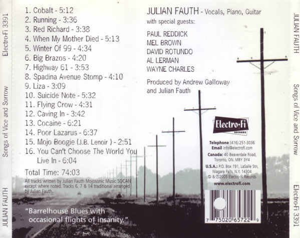 Julian Fauth : Songs Of Vice And Sorrow (CD, Album)
