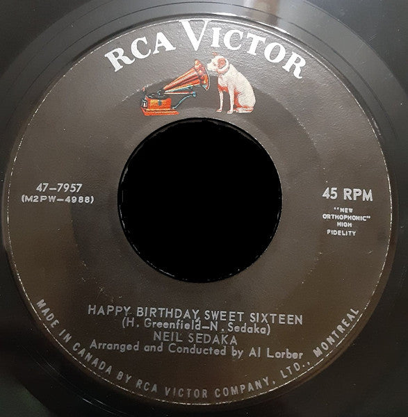 Neil Sedaka : Happy Birthday, Sweet Sixteen / Don't Lead Me On (7", Single)