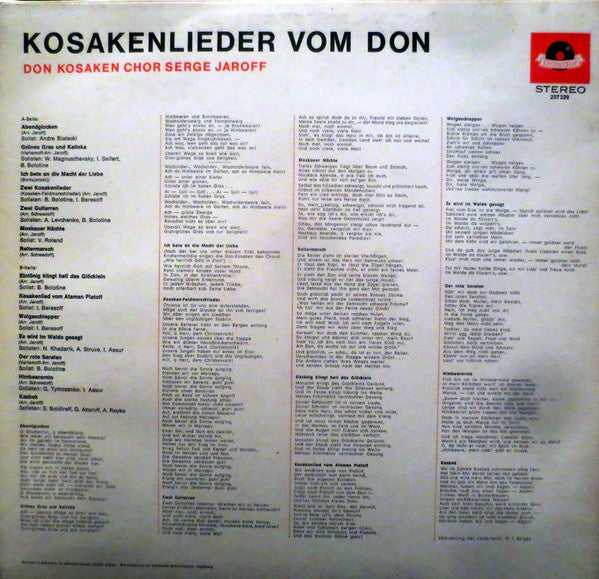 Don Kosaken Chor Serge Jaroff : Kosakenlieder Vom Don (LP, Album)