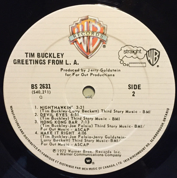 Tim Buckley : Greetings From L.A. (LP, Album, Qua)