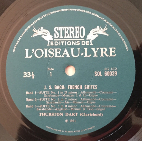 Johann Sebastian Bach ; Thurston Dart : French Suites BWV 812-7 (LP, Album, RE)