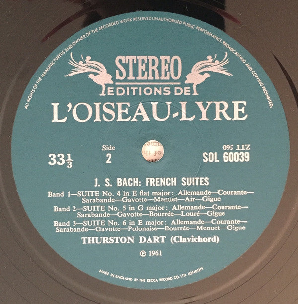 Johann Sebastian Bach ; Thurston Dart : French Suites BWV 812-7 (LP, Album, RE)
