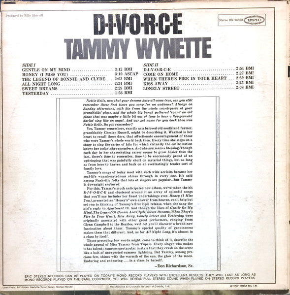 Tammy Wynette : D-I-V-O-R-C-E (LP, Album)