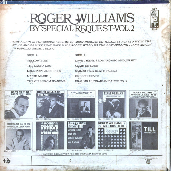 Roger Williams (2) : By Special Request-Vol.2 (LP, Club)