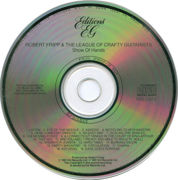 Robert Fripp & The League Of Crafty Guitarists : Show Of Hands (CD, Album)