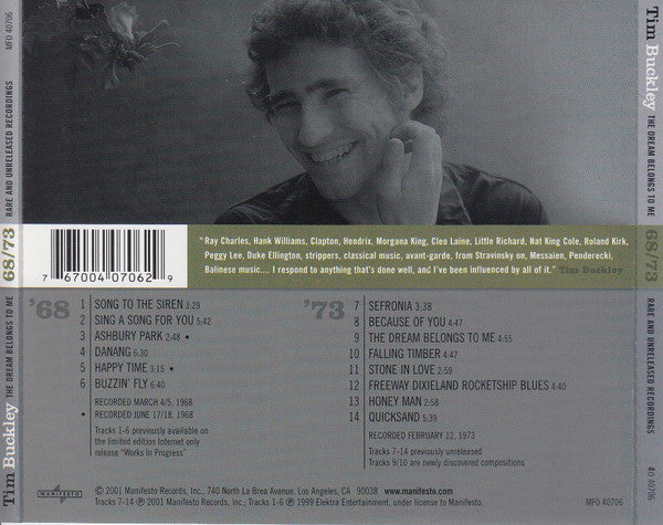 Tim Buckley : The Dream Belongs To Me (Rare And Unreleased Recordings 1968/1973) (CD, Album, Comp)