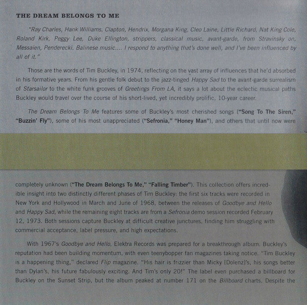 Tim Buckley : The Dream Belongs To Me (Rare And Unreleased Recordings 1968/1973) (CD, Album, Comp)