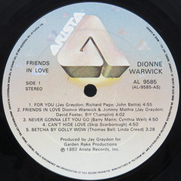 Dionne Warwick : Friends In Love (LP, Album)