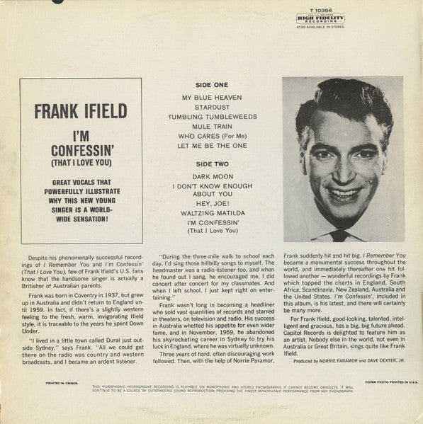 Frank Ifield : I'm Confessin' (That I Love You) (LP, Album, Mono)