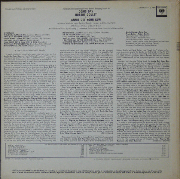 Doris Day, Robert Goulet : Annie Get Your Gun (LP, Album, Mono)